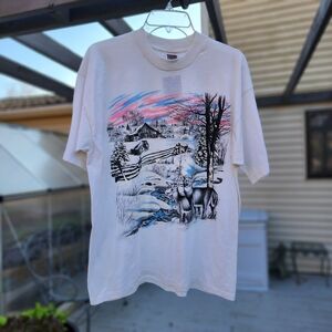 Vintage Winter Scene Nature Tee men's/unisex XL- Pocono Mountains, PA